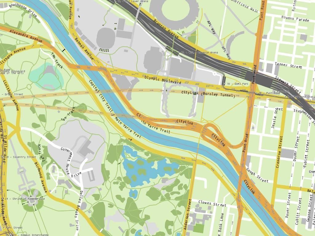 Yarra ślad mapie