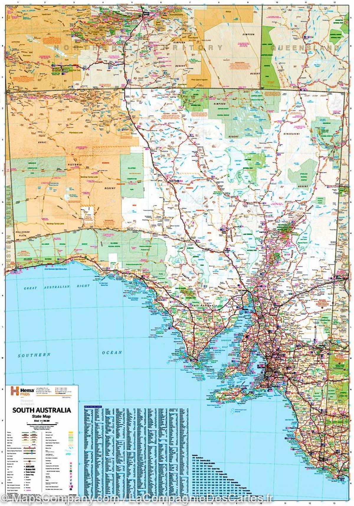 mapa Południowej Australii