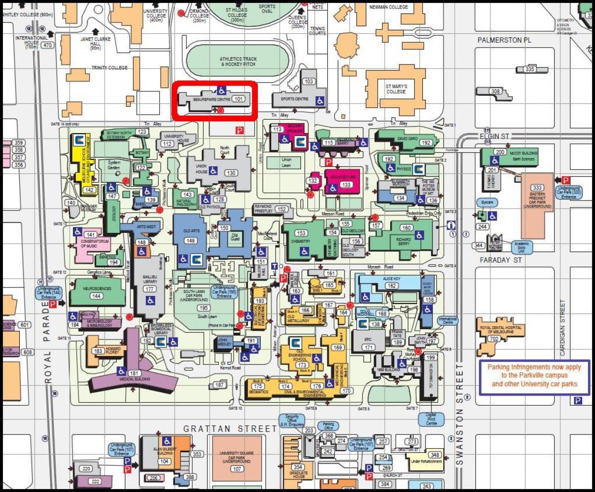 mapa Мельбурнского uniwersytetu