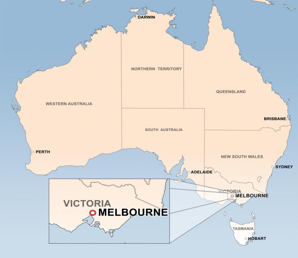 mapa Melbourne, Australia