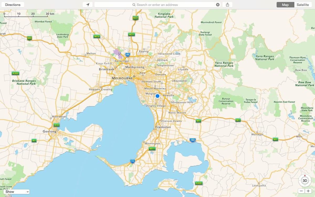 mapa Melbourne i okolicy
