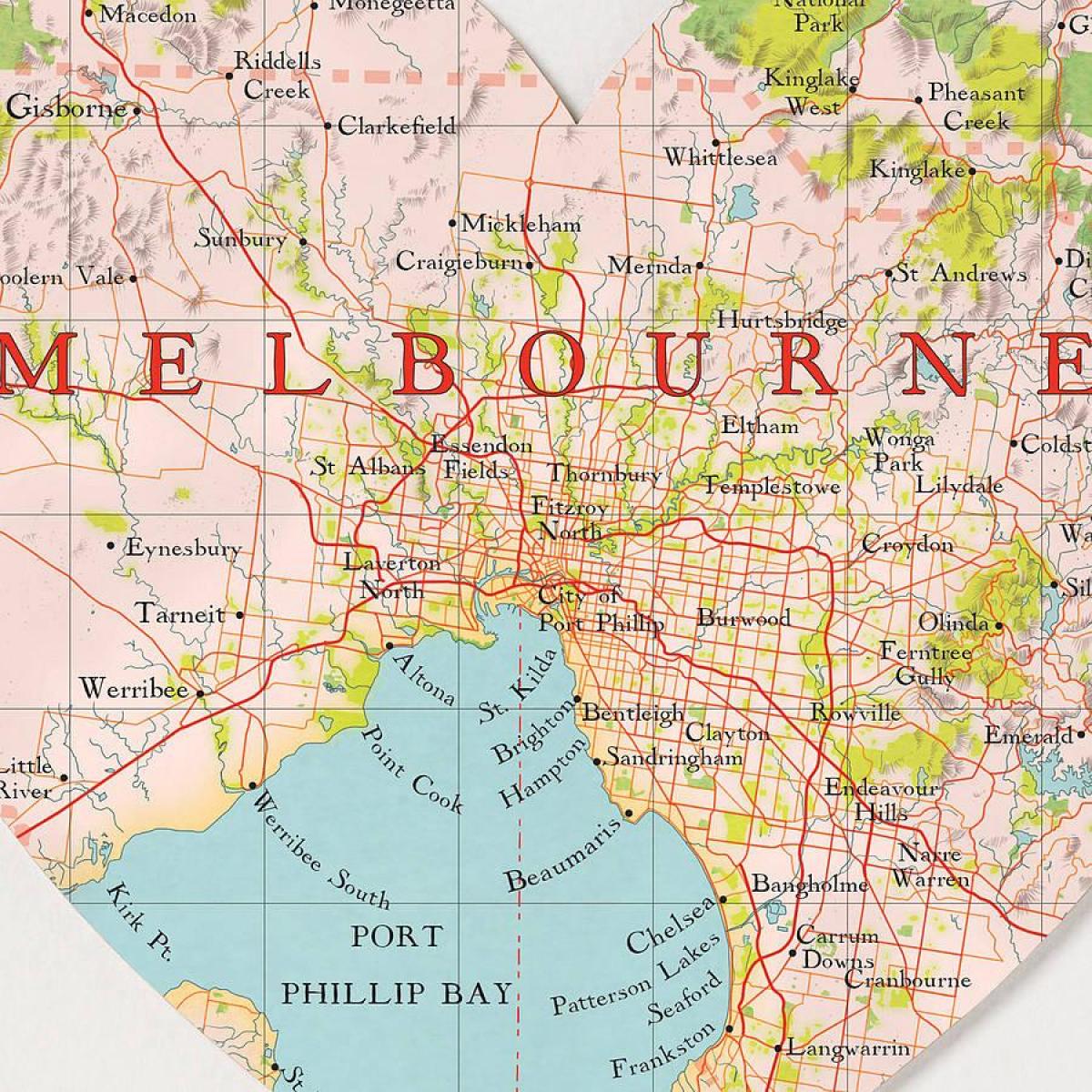 Świat Melbourne mapie