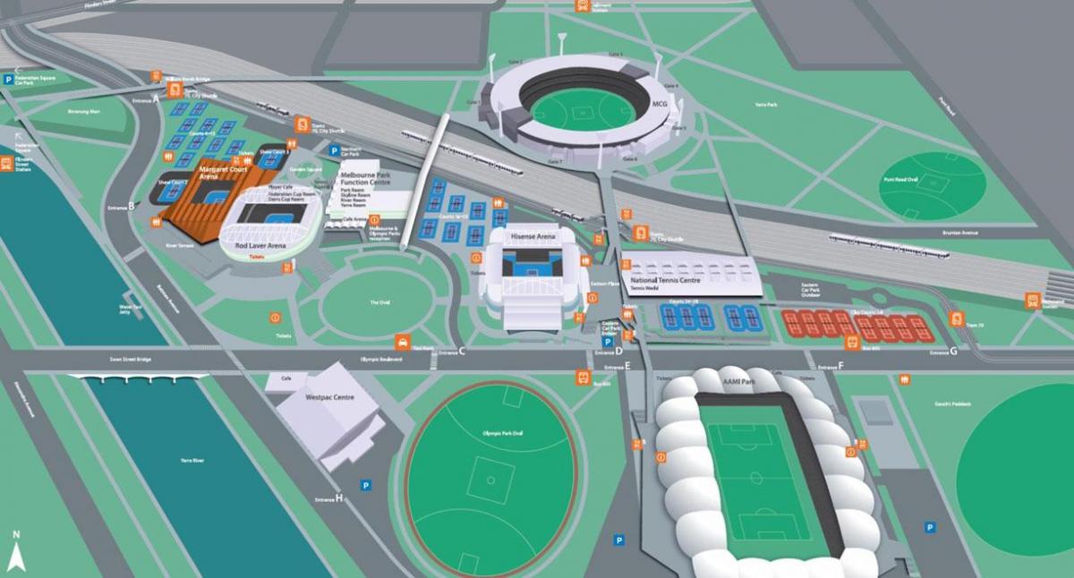 Stadion olimpijski w Melbourne park mapa