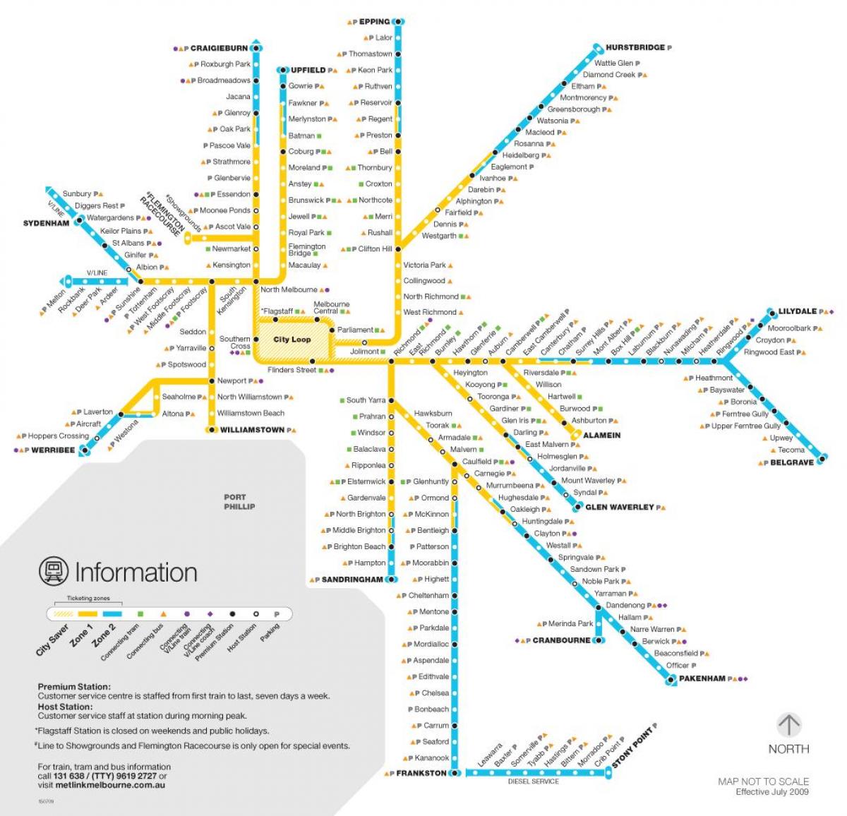 metra w Melbourne mapie