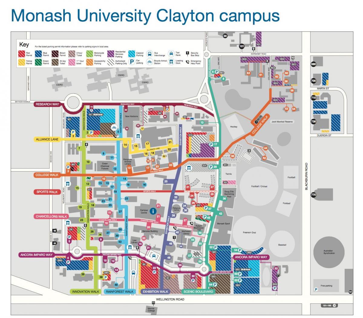 Monash uniwersytet Clayton mapie