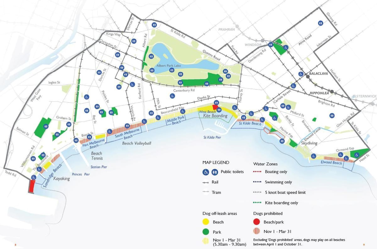 mapa plaż w Melbourne