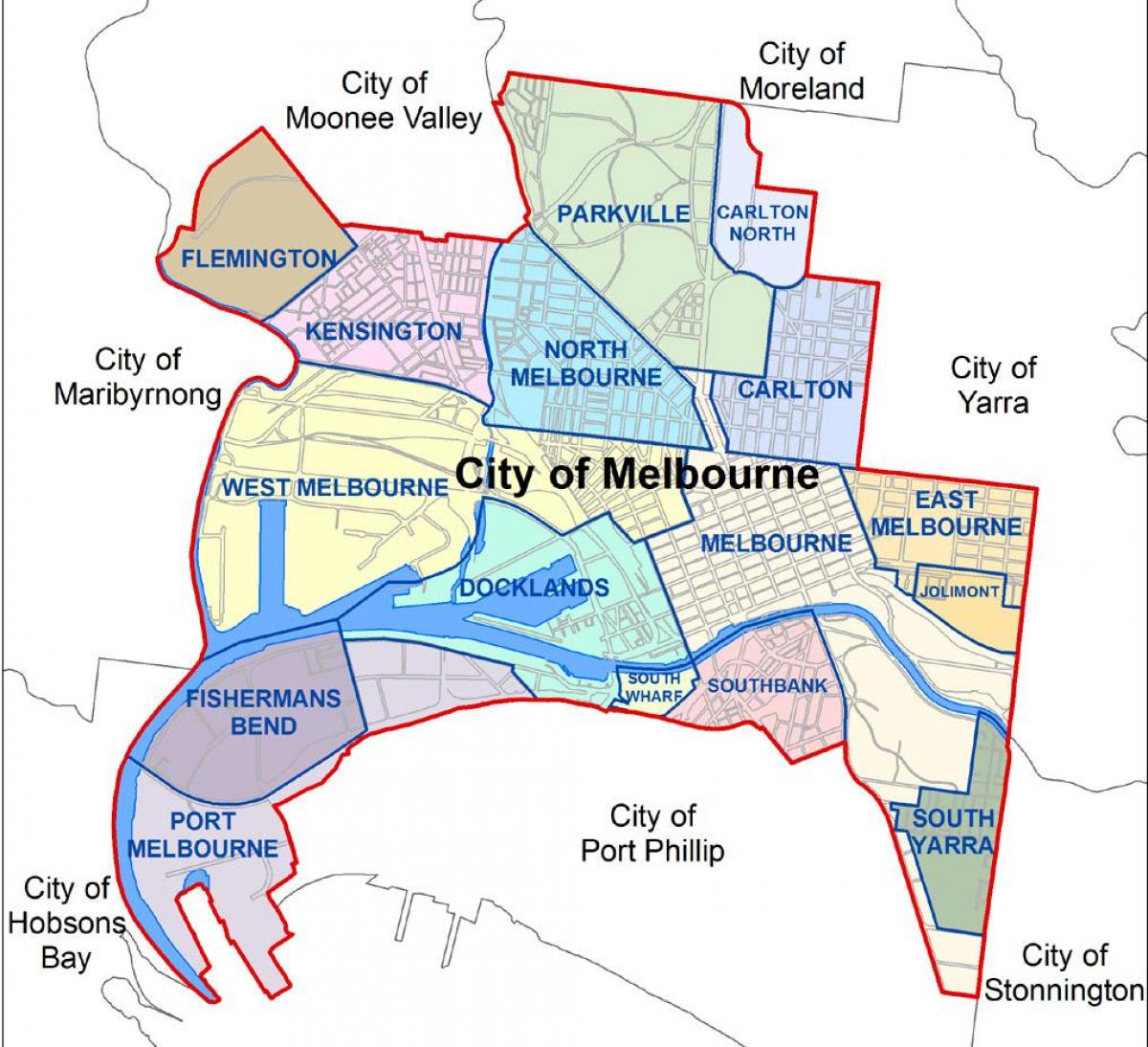 mapa Melbourne i okolicy