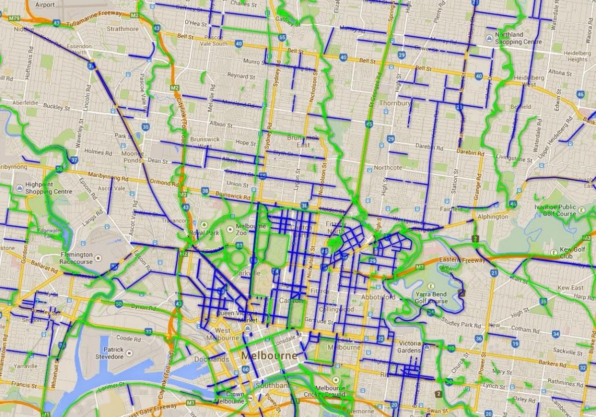 Melbourne roweru mapie