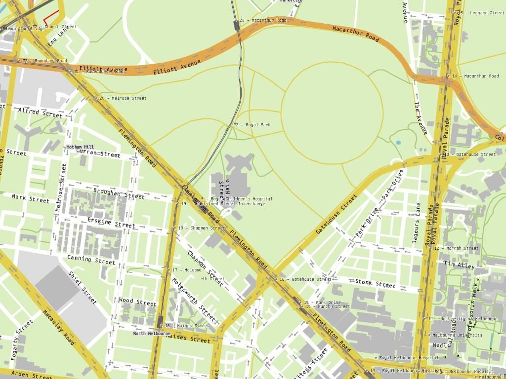 mapa Royal children ' s hospital w Melbourne