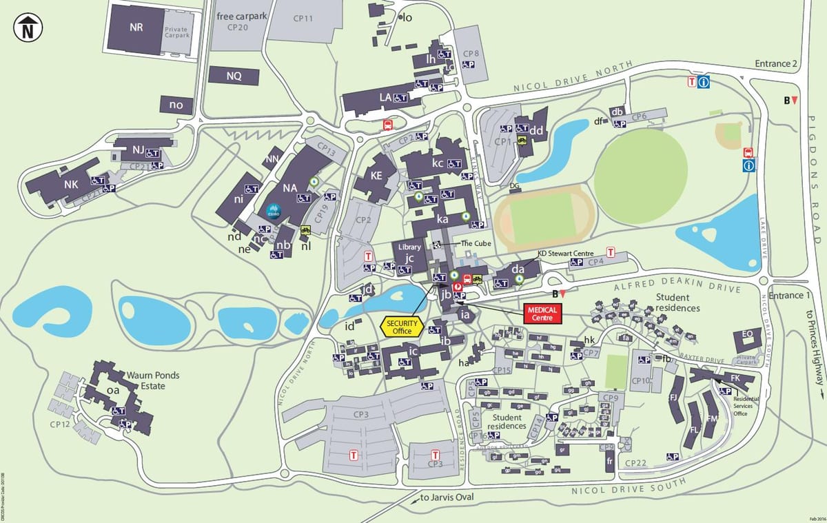 Mapa kampusu deakin