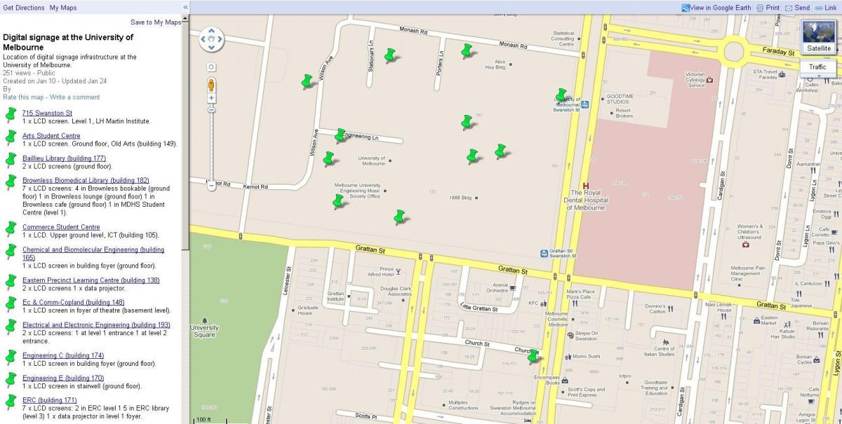 mapa na uniwersytecie w Melbourne