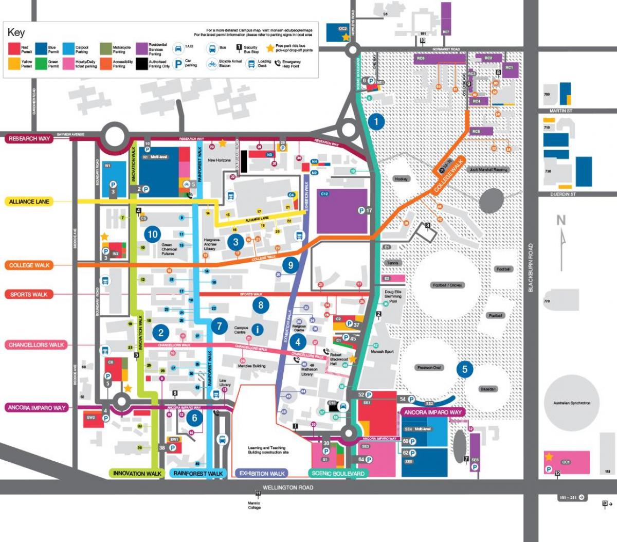 mapa uniwersytetu Monash