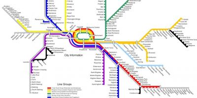 Pociąg linii Melbourne mapie