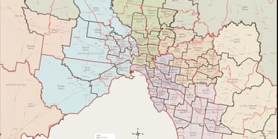 Mapa Melbourne Eastern district