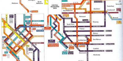 Melbourne transportu publicznego mapie